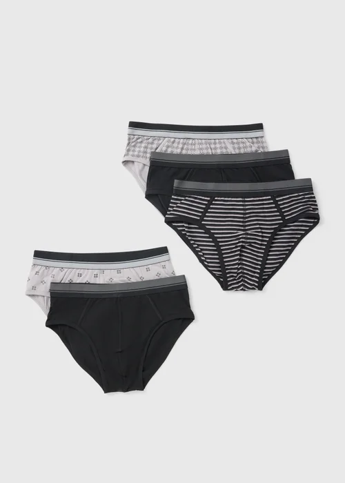5 Pack Mono Patterned Briefs - S Image 1