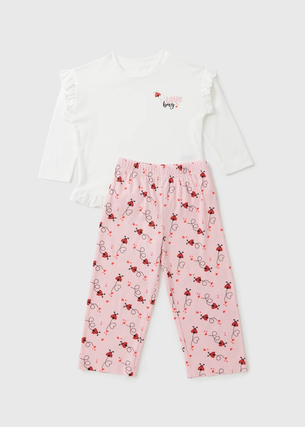 Girls Pink Love Bug Pyjama Set (1-7yrs) - 1 half year to 2 Image 1