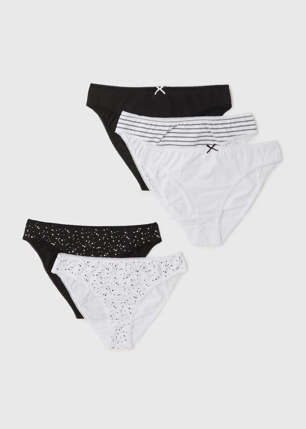 5 Pack Monochrome Star High Leg Knickers - 8 Image 2
