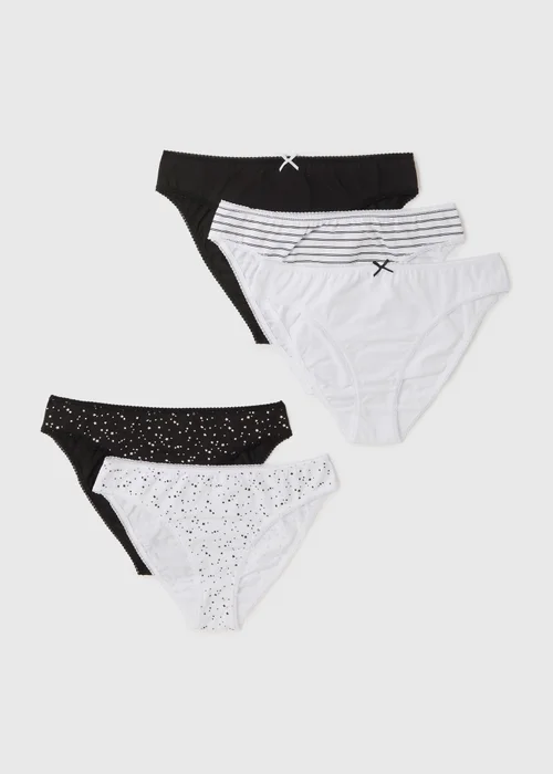 5 Pack Monochrome Star High Leg Knickers - 8 Image 2
