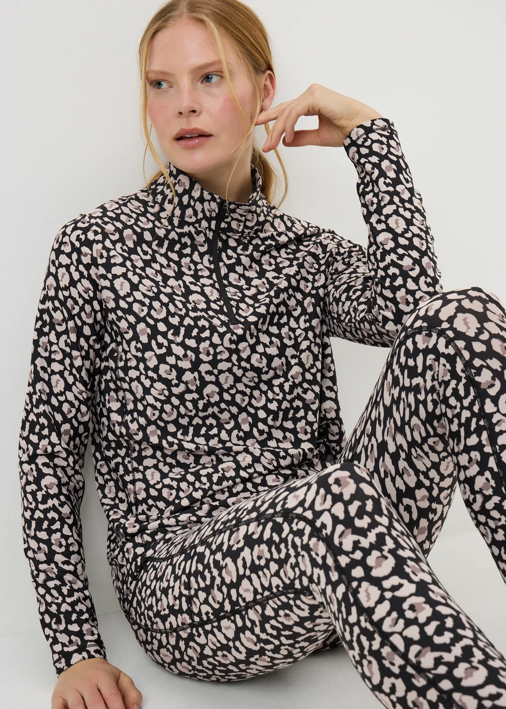 Souluxe Black Leopard Half Zip Top - XS Image 2