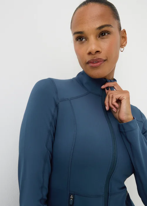 Souluxe Navy Funnel Neck Zip Through Sports Jacket - 6 Image 3
