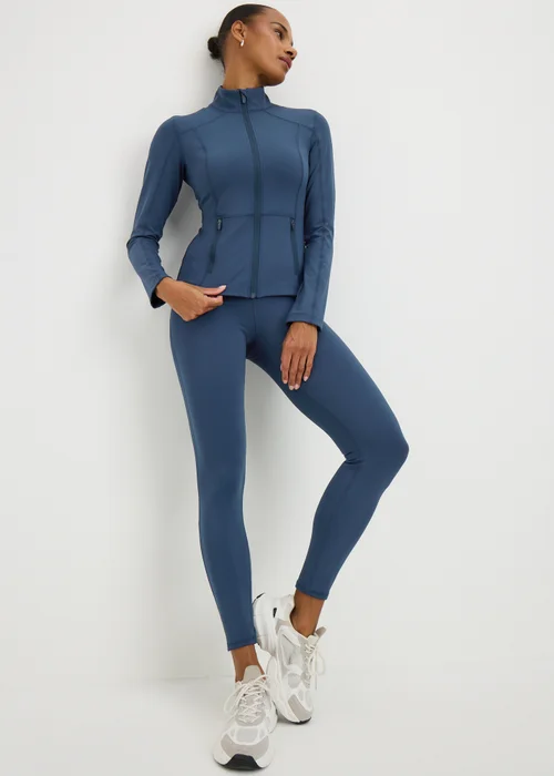 Souluxe Navy Funnel Neck Zip Through Sports Jacket - 6 Image 2