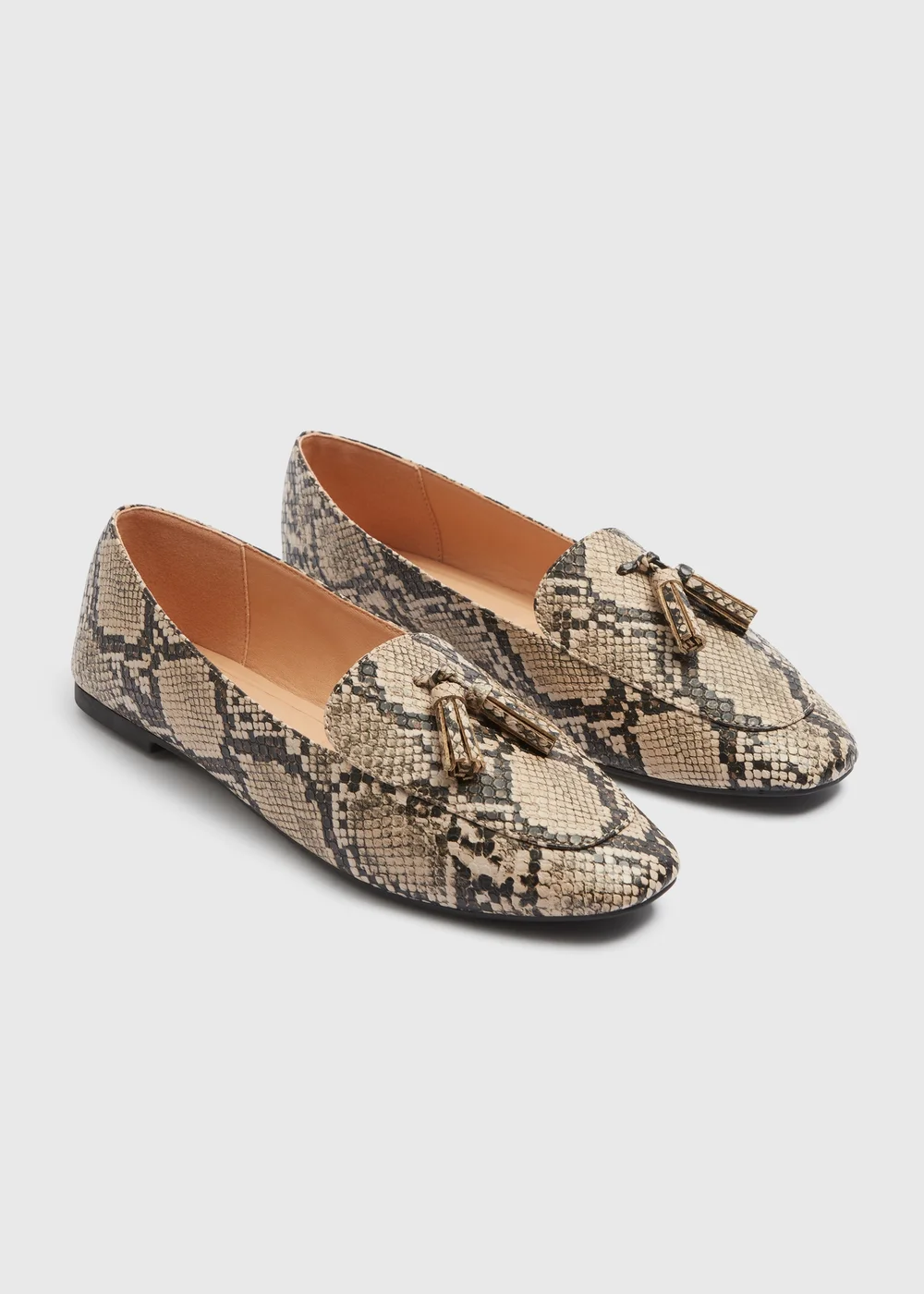 Snake Print Tassel Flat Shoes - Size 7 Image 1