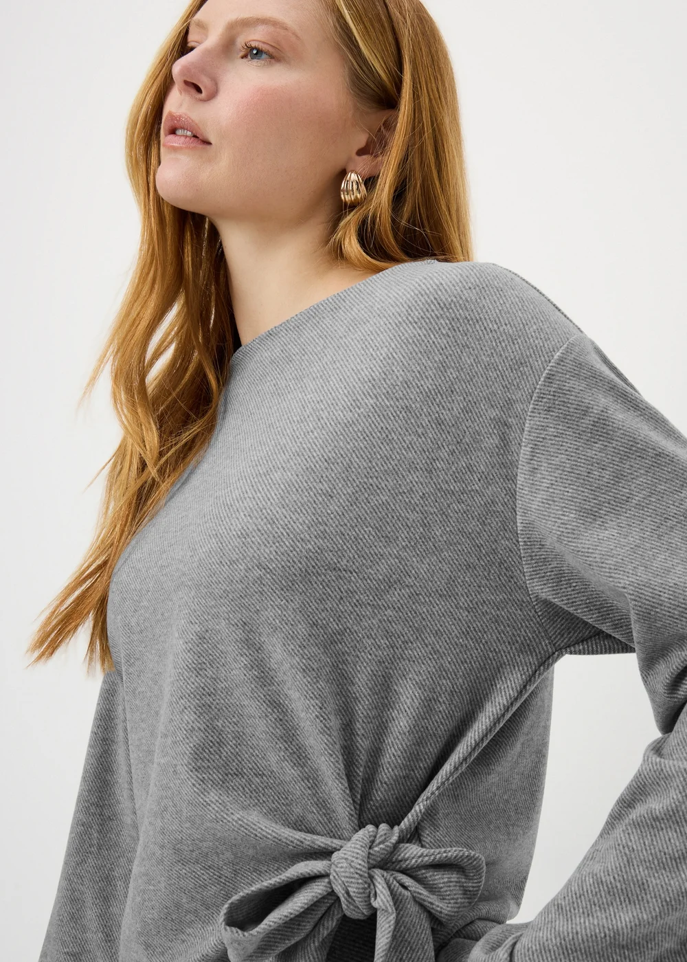 Grey Soft Touch Co Ord Side Tie Top - 12 Image 3