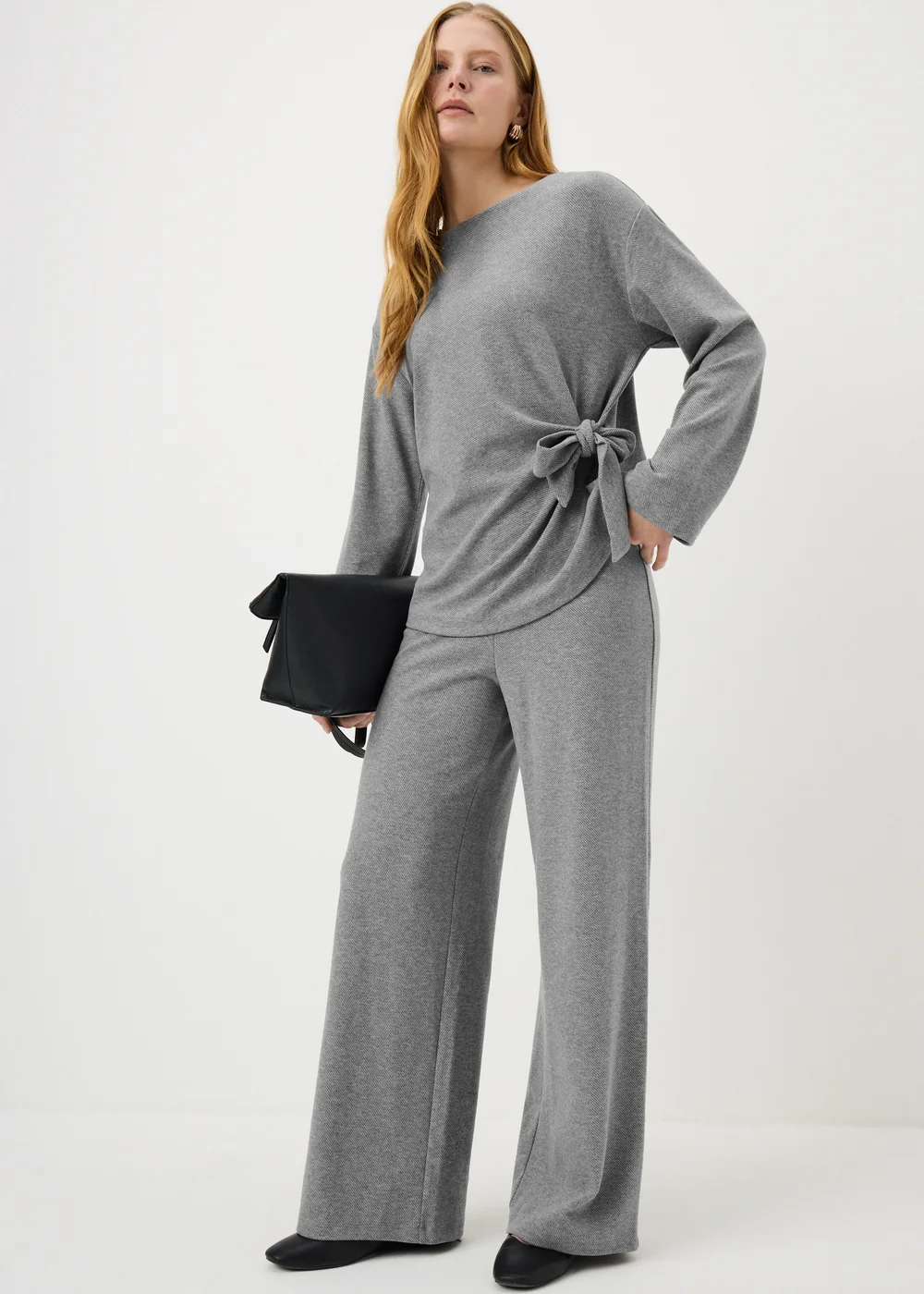 Grey Soft Touch Co Ord Side Tie Top - 12 Image 2