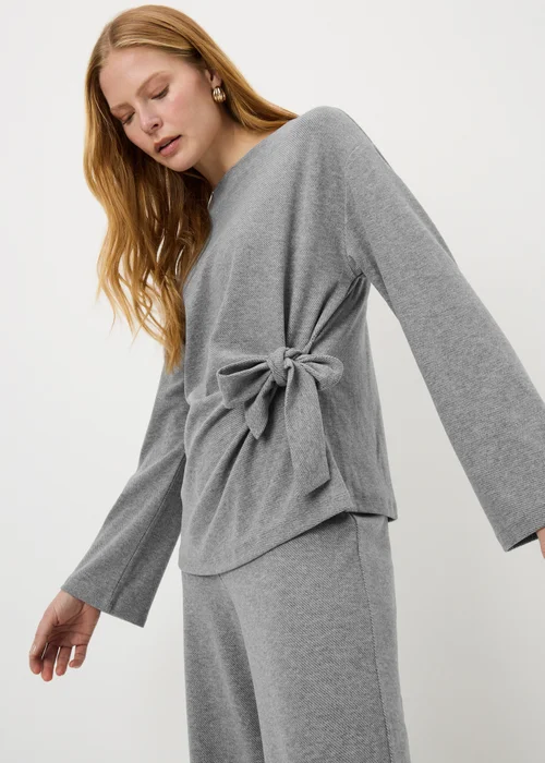 Grey Soft Touch Co Ord Side Tie Top - 12 Image 1