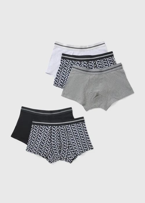 5 Pack Mono Geometrical Print Hipsters - XS Image 1