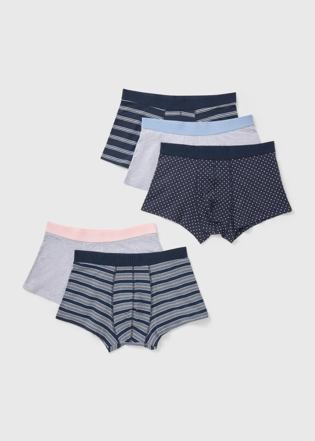 5 Pack Pink Stripe & Spot Hipsters