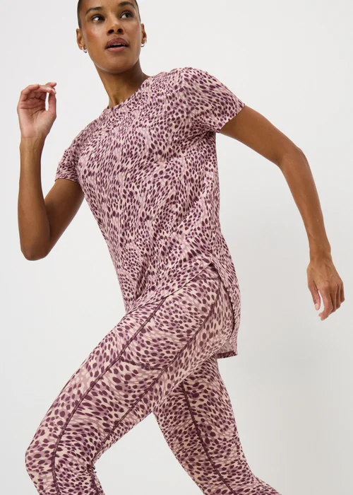 Rose Leopard Spot Longline T-Shirt - Small Image 1