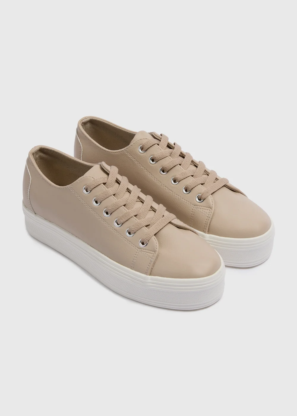 Nude Lace Up Platform Trainers - Size 3 Image 1