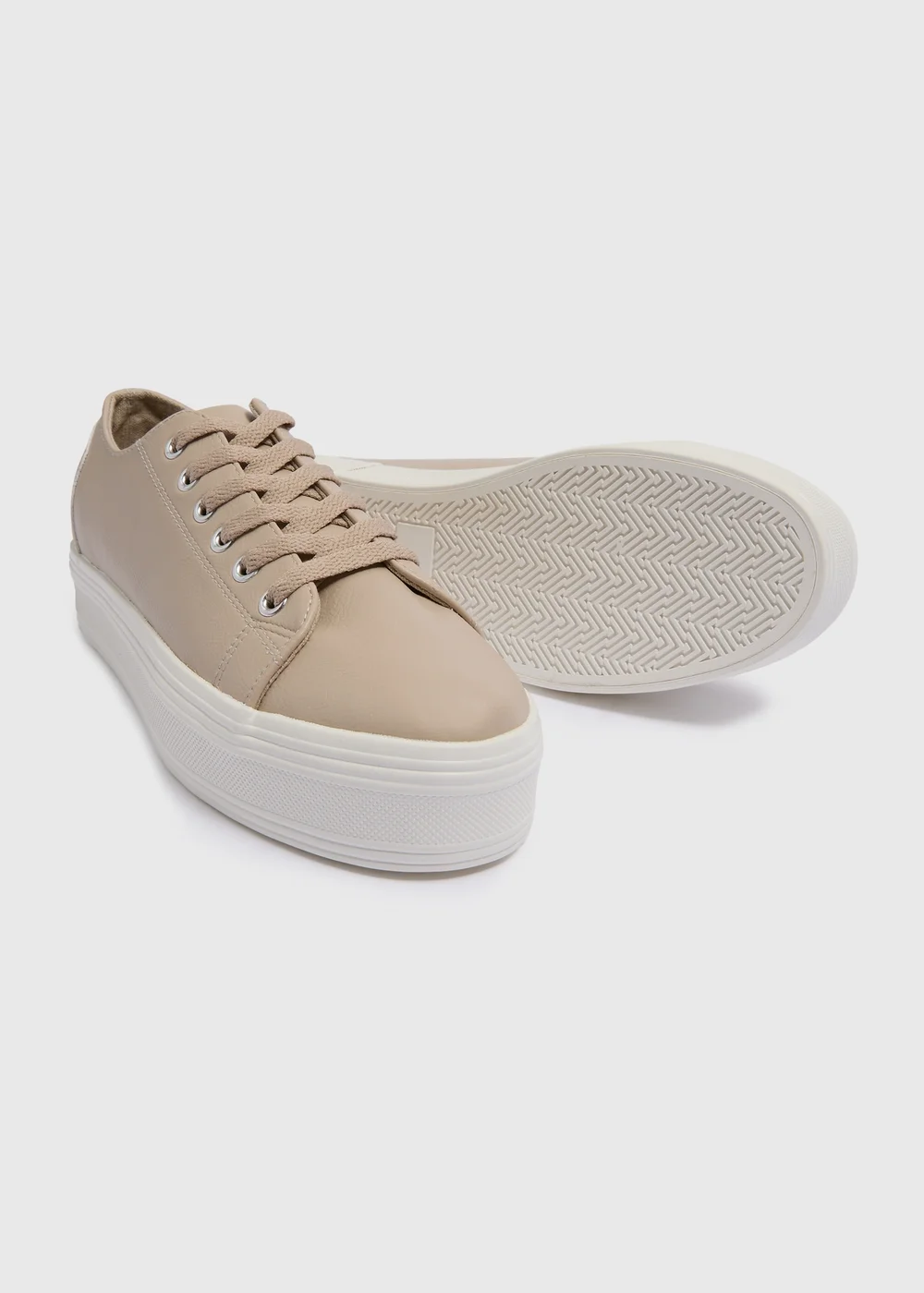 Nude Lace Up Platform Trainers - Size 3 Image 2