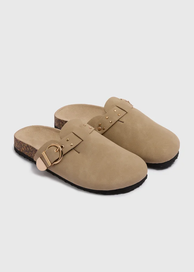 Taupe Footbed Closed Toe Sandals