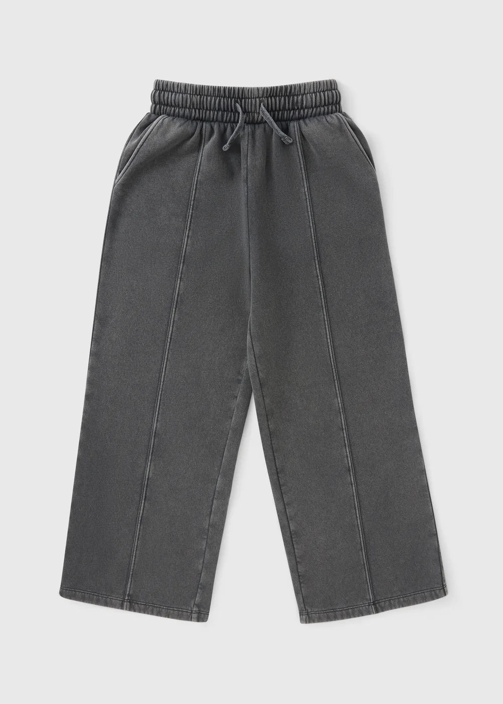 Girls Grey Acid Wash Wide Leg Jogging Bottoms (7-15yrs) - Age 7 Years Image 1