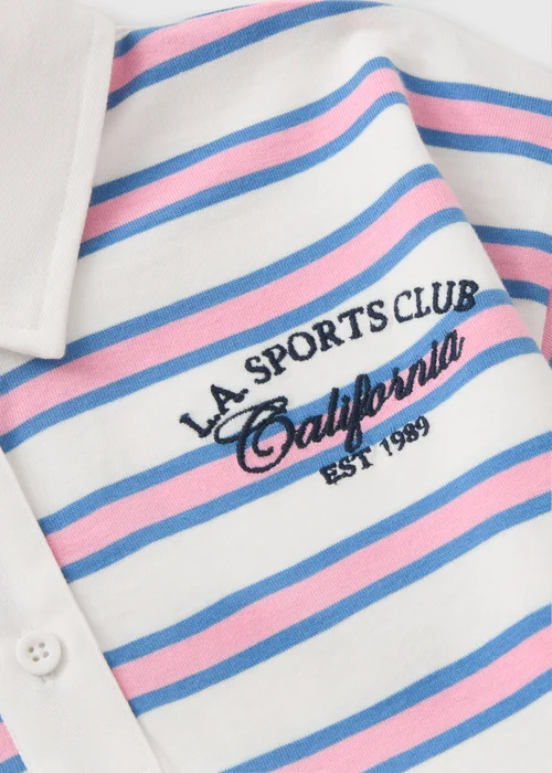 Girls Pink Stripe Polo Top (7-15yrs) - Age 9 Years Image 2
