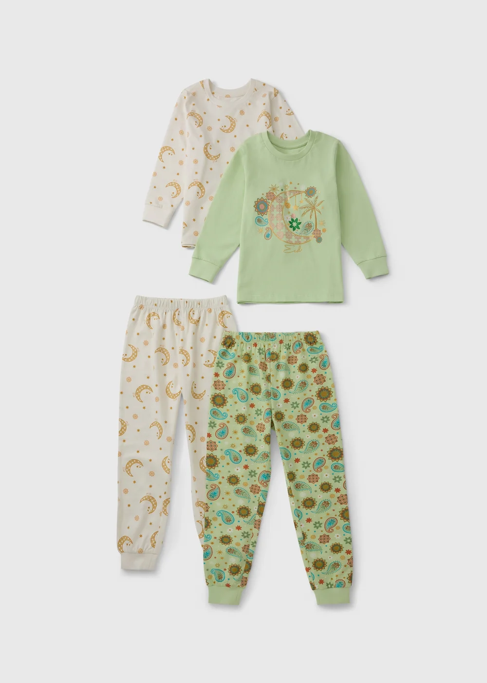 2 Pack Kids Sage Eid Pyjama Sets (1-7yrs) - Age 2 - 3 Years Image 1