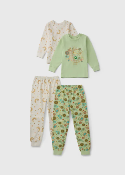2 Pack Kids Sage Eid Pyjama Sets (1-7yrs) - Age 2 - 3 Years Image 1