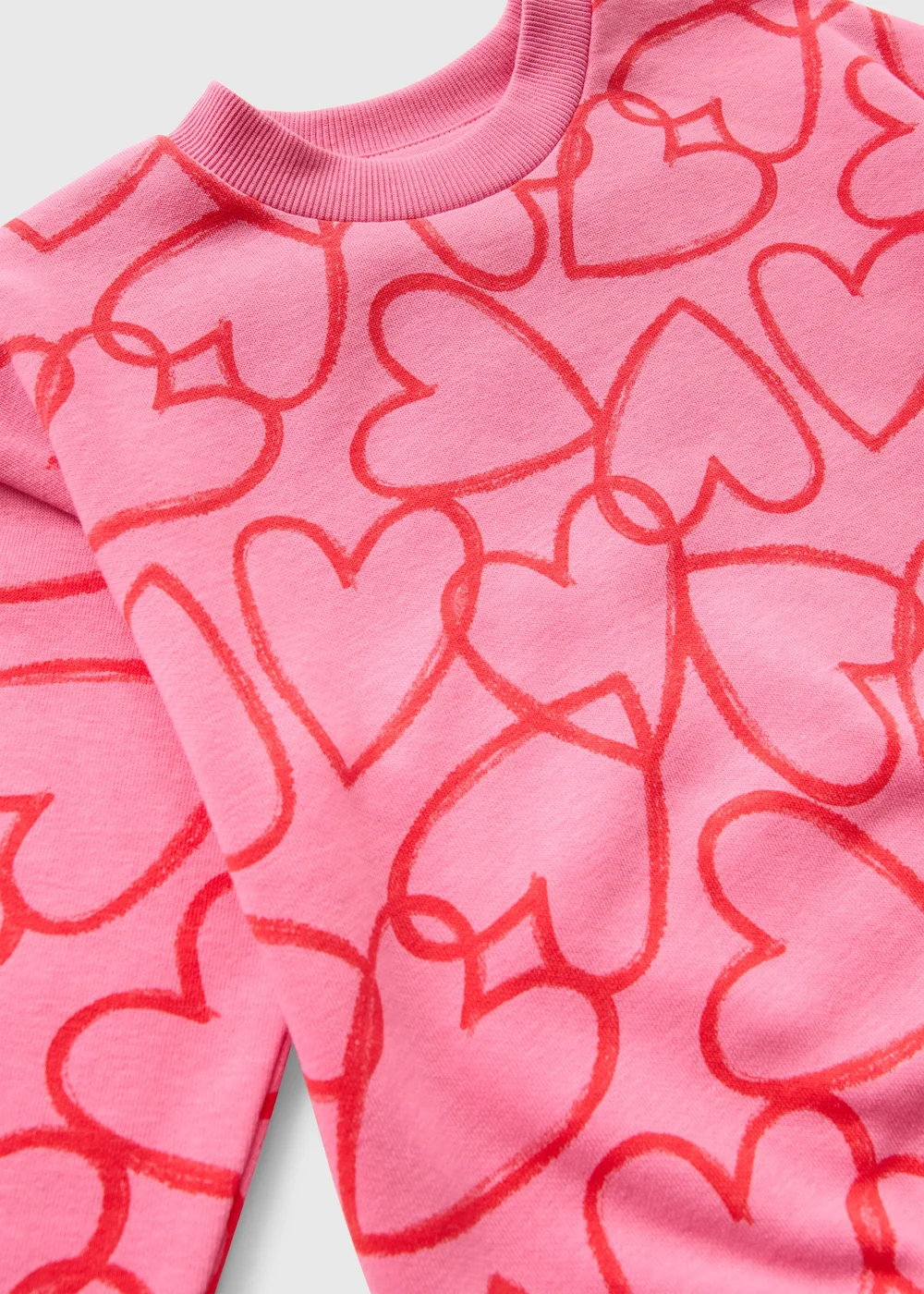 Girls Pink Heart Sweatshirt & Flare Legging Set (1-7 Years) - 1-1.5 Yrs Image 2