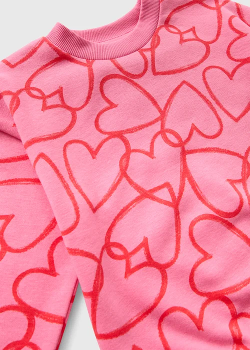 Girls Pink Heart Sweatshirt & Flare Legging Set (1-7 Years) - 1-1.5 Yrs Image 2