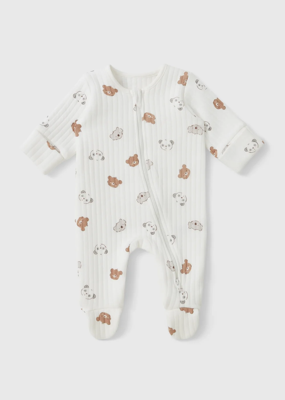 Baby White Bear Wadded Sleepsuit (Newborn-12mths) - Age 0 - 3 Months Image 1