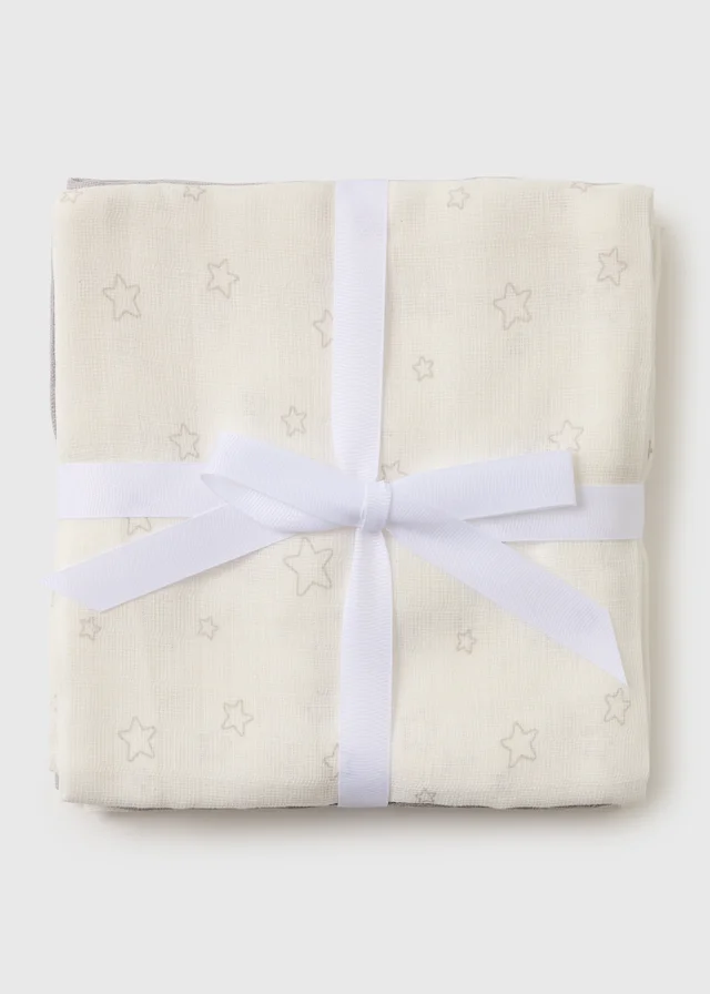 3 Pack Baby Grey Star Muslin Cloths