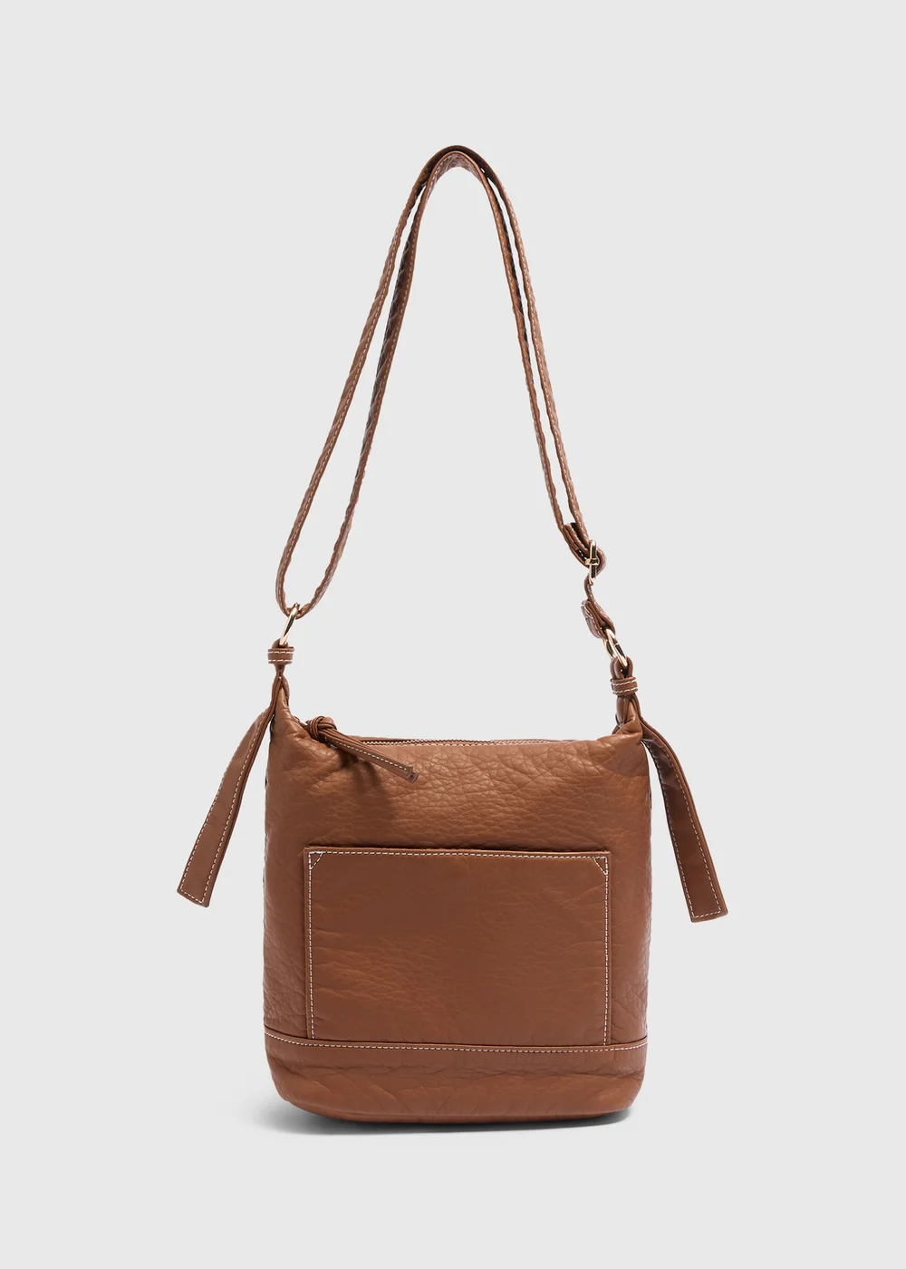Tan Faux Leather Messenger Bag - One Size Image 3