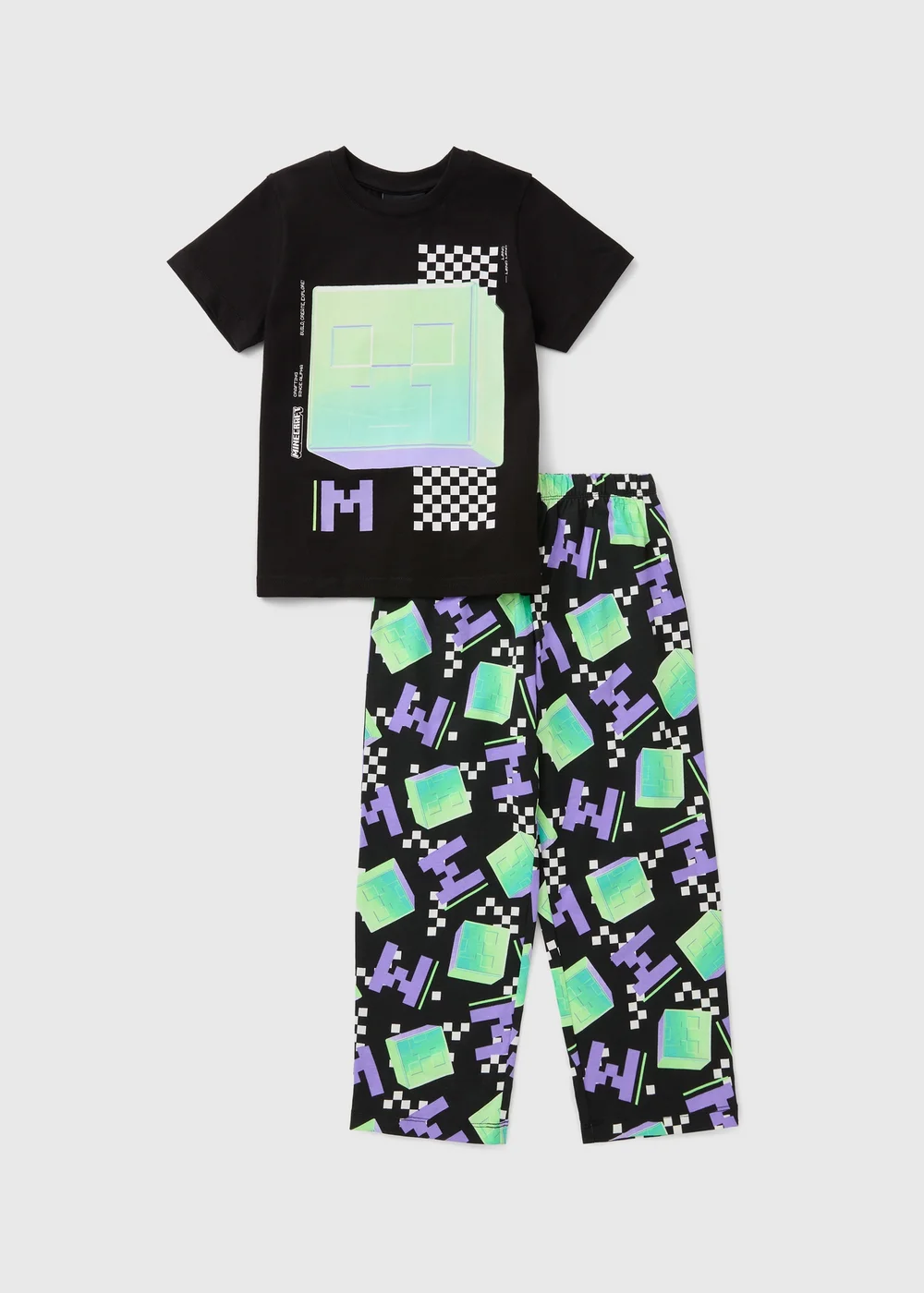 Minecraft Boys Black Pyjama Set (5-13yrs) - Age 7 Years Image 1