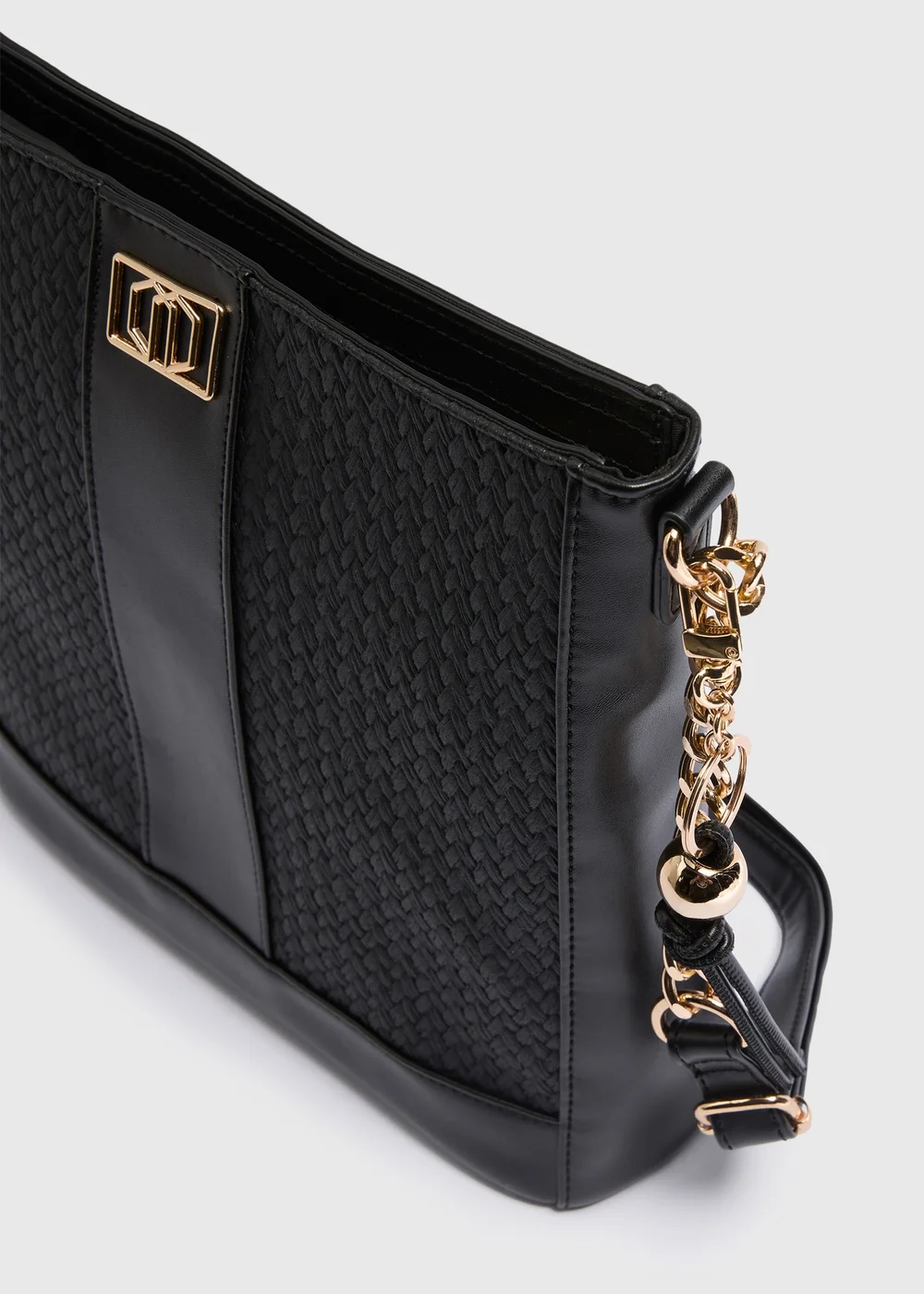 Black Textured Messenger Bag - One Size Image 3