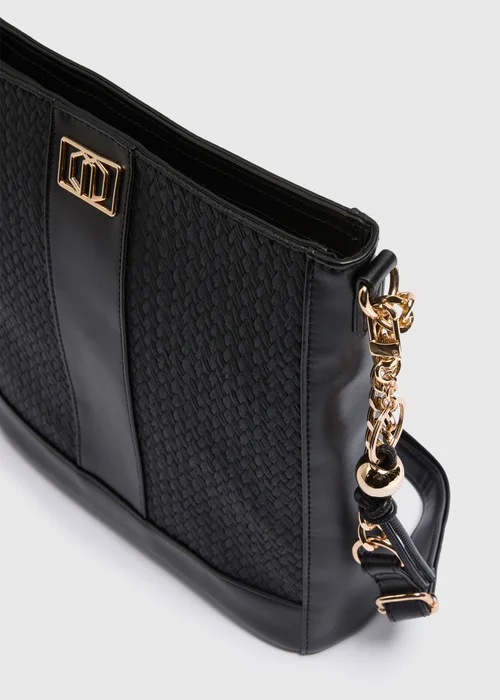 Black Textured Messenger Bag - One Size Image 3