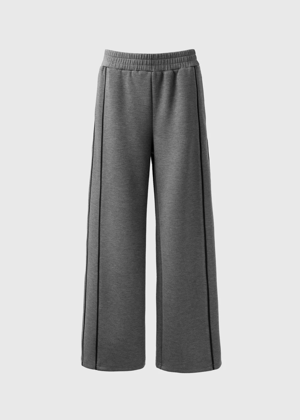 Charcoal Piped Scuba Wide Leg Co Ord Trousers - 22/L31 Image 4