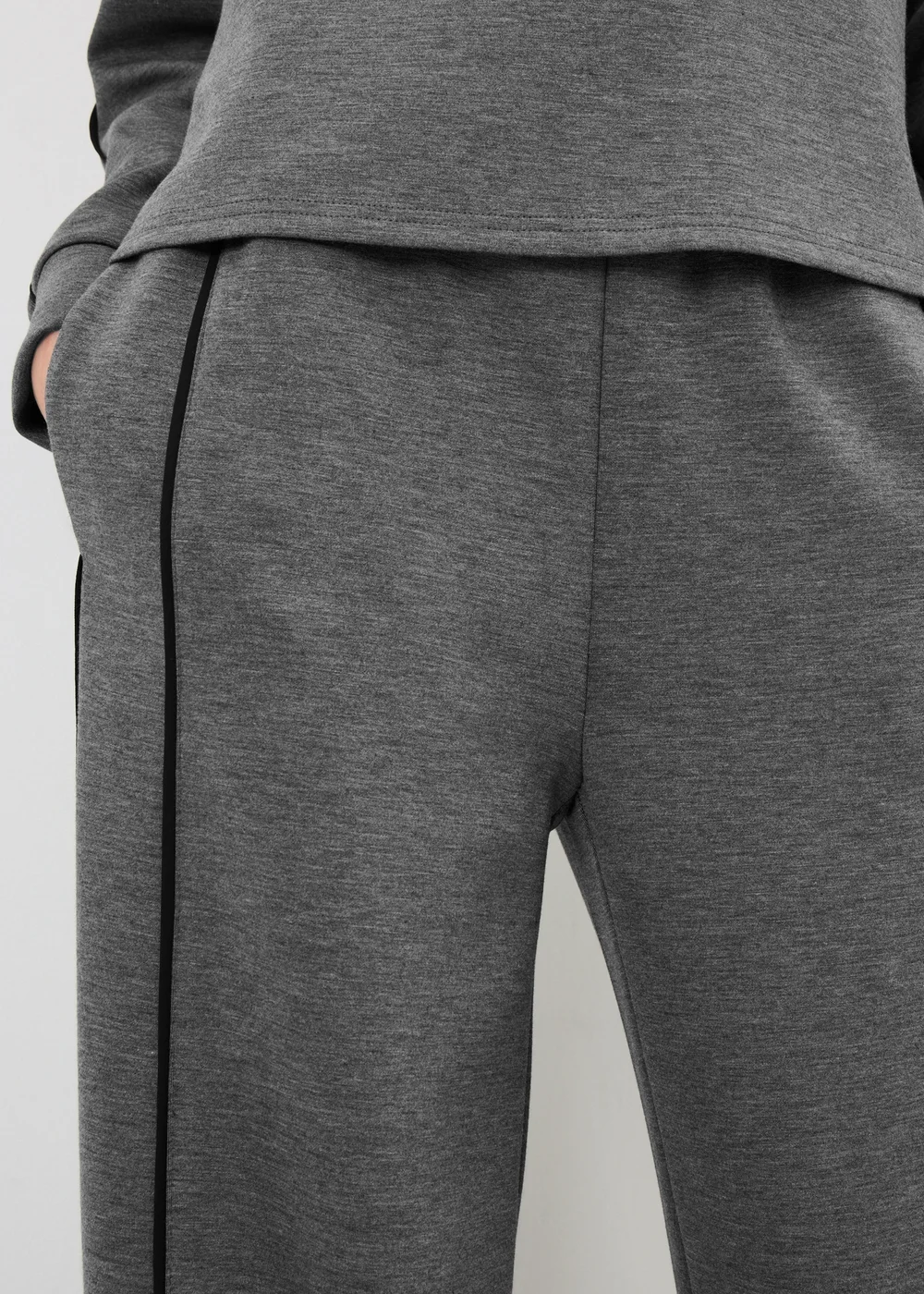 Charcoal Piped Scuba Wide Leg Co Ord Trousers - 22/L31 Image 3