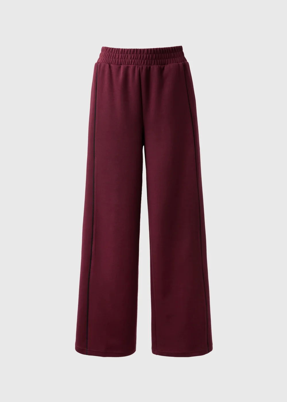 Burgundy Piped Scuba Wide Leg Co Ord Trousers - 22/L31 Image 4