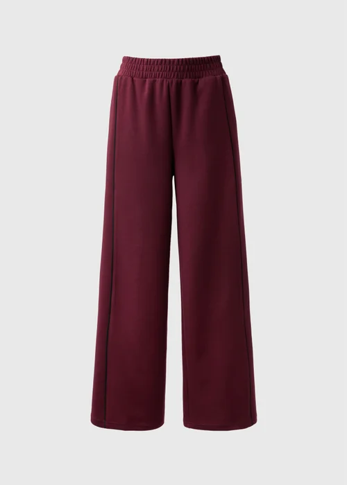 Burgundy Piped Scuba Wide Leg Co Ord Trousers - 22/L31 Image 4