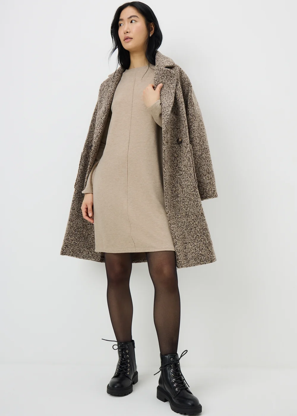 Beige Cosy Mini Dress - 28 Image 1