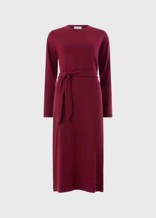 Burgundy Cosy Belted Midi Dress - 26 Image 3