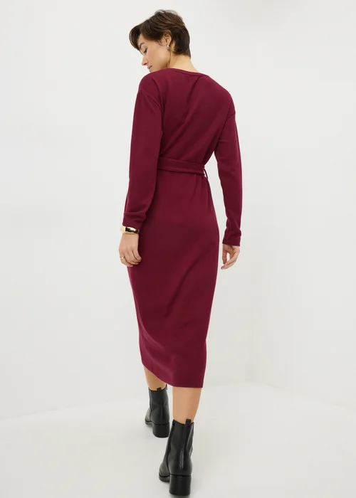 Burgundy Cosy Belted Midi Dress - 26 Image 2