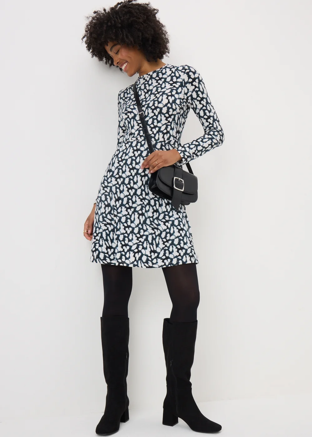 Black Animal Print Supersoft Mini Dress - 26 Image 1