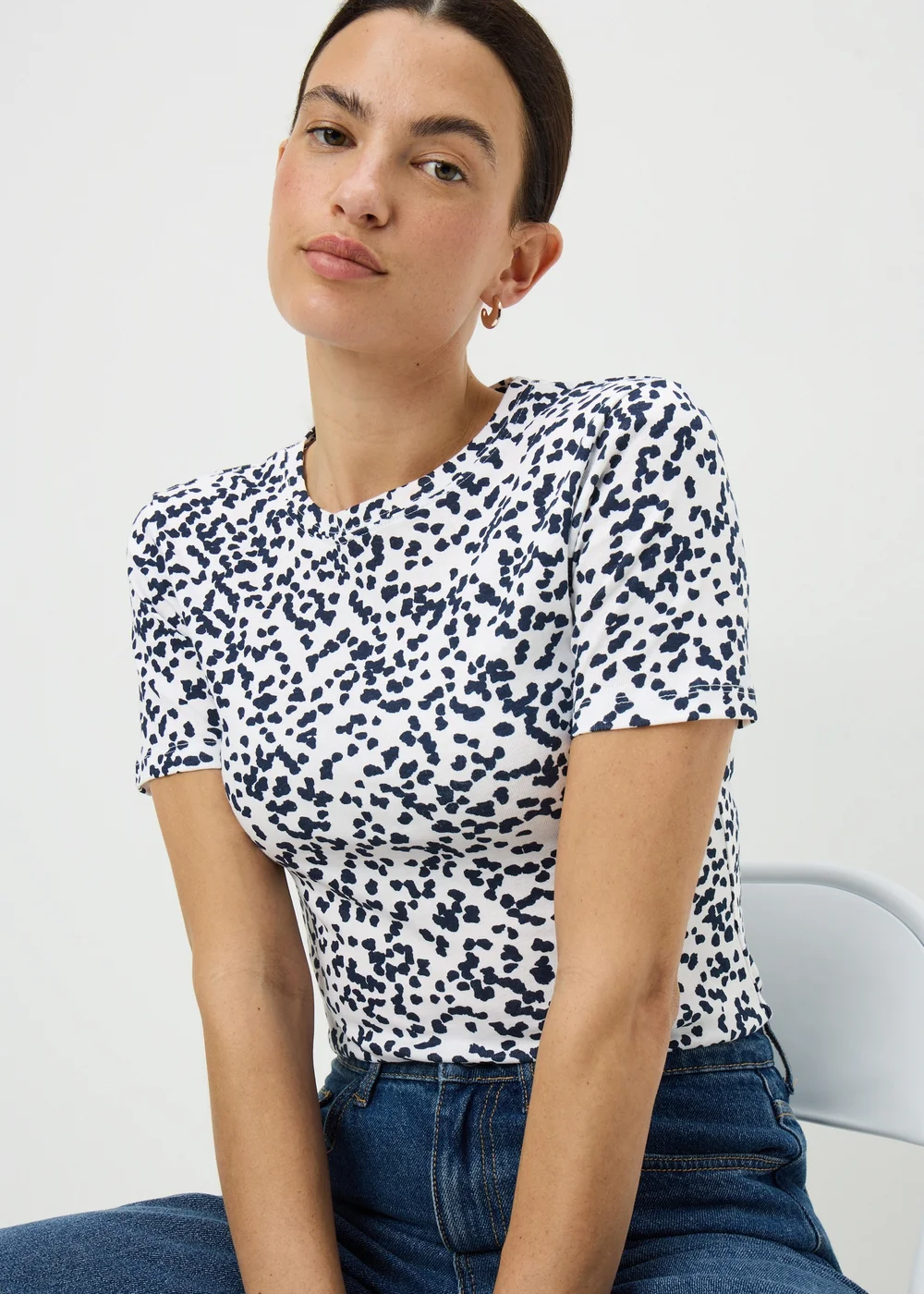 Navy Print Fitted T-Shirt - 28 Image 2