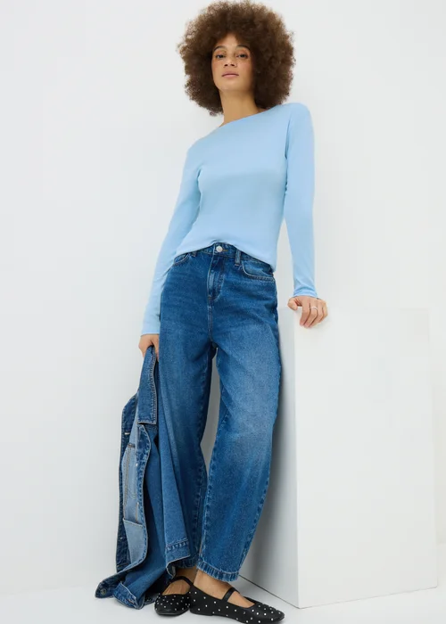 Light Blue Fitted Long Sleeve T-Shirt - 26 Image 2