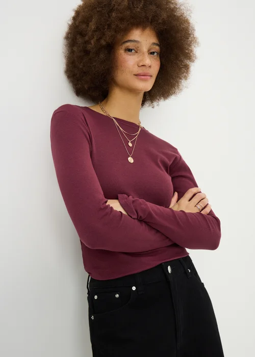 Burgundy Long Sleeve T-Shirt - 26 Image 2