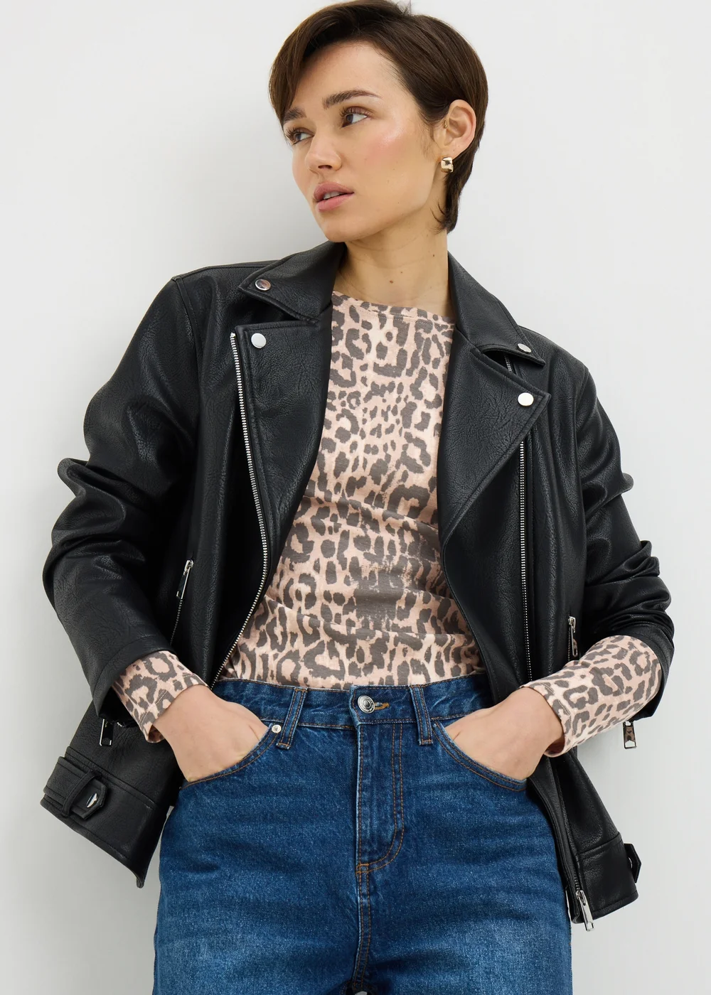 Brown Leopard Fitted Long Sleeve Top - 26 Image 1