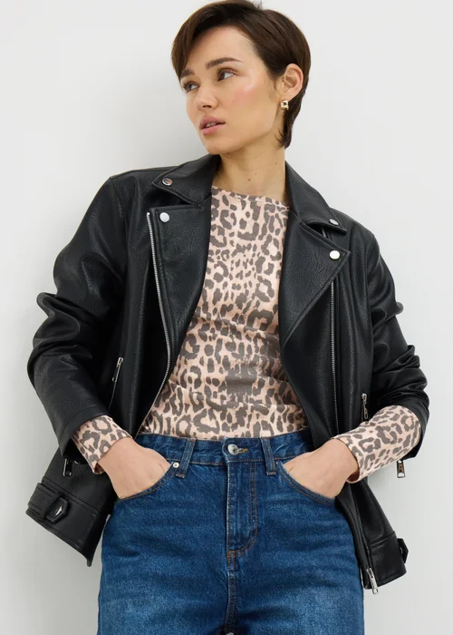 Brown Leopard Fitted Long Sleeve Top - 26 Image 1