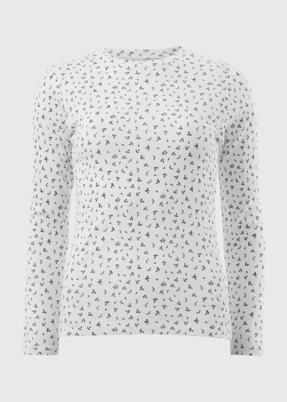 White Ditsy Floral Fitted Long Sleeve Top - 26 Image 2