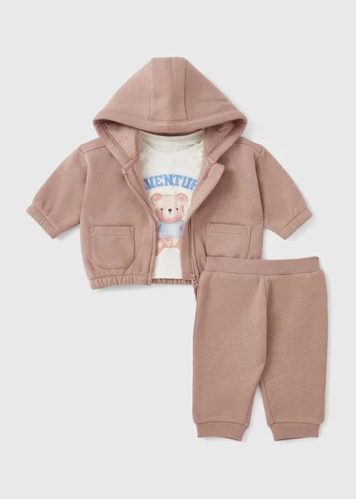 3 Piece Baby Bear Sweatshirt & Jogging Bottom Set (Newborn-23mths) - 0-3 months Image 1