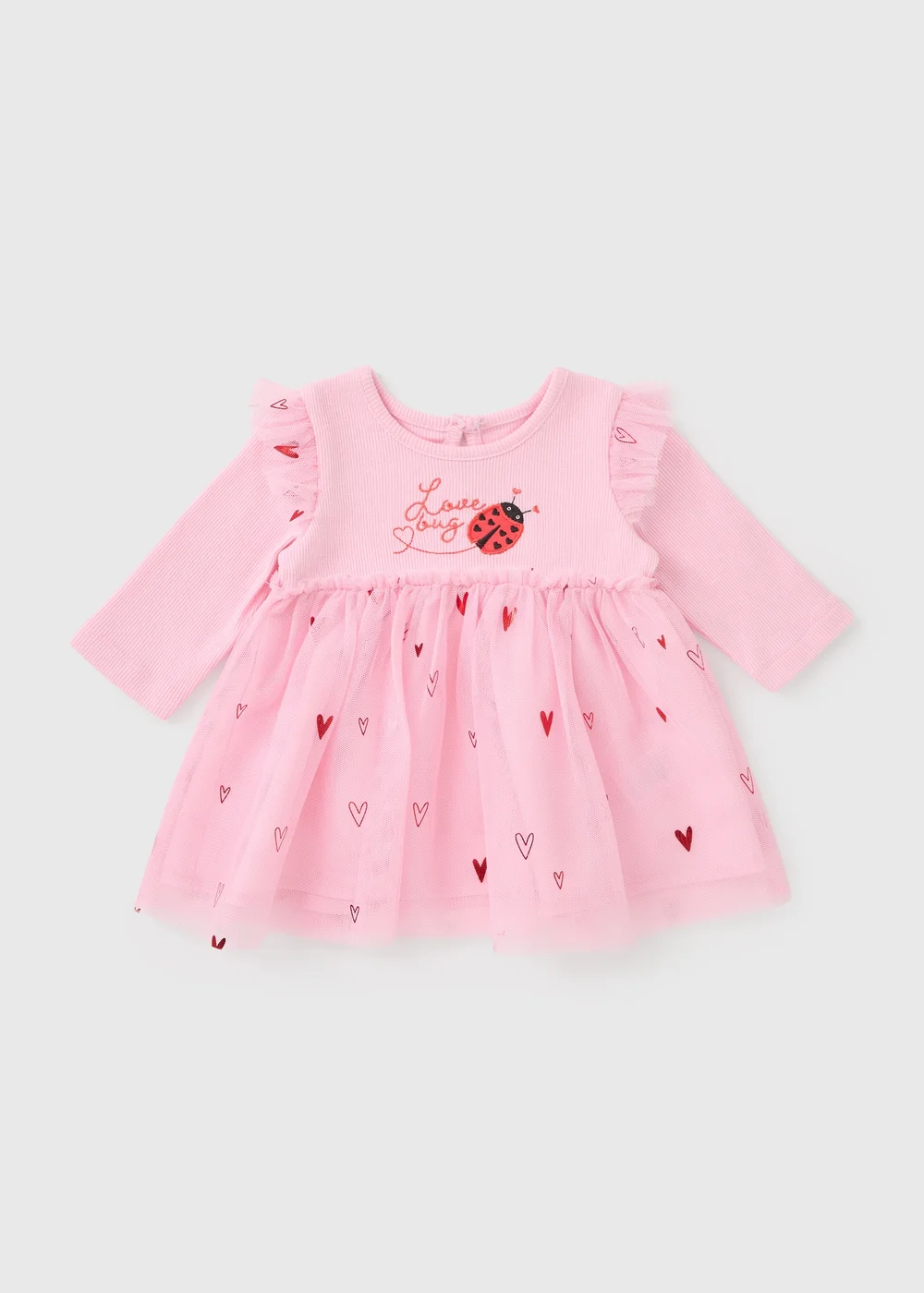 Baby Pink Love Bug Mesh Dress (Newborn-23mths) - 0-3 months Image 1
