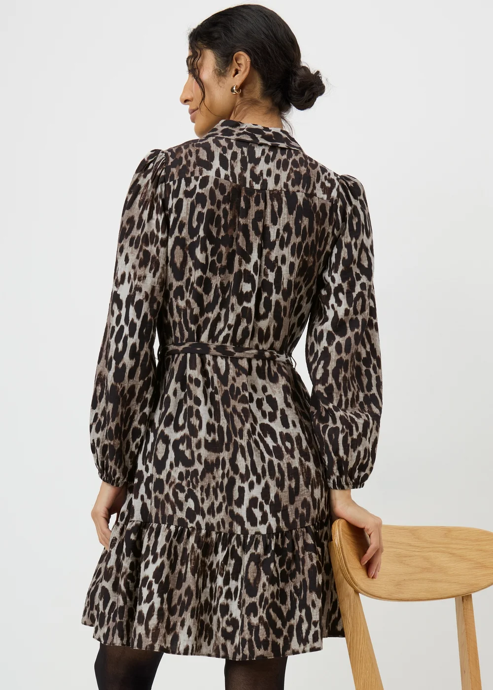 Brown Leopard Print Mini Shirt Dress - 8 Brown Leopard Print Mini Shirt Dress - 8