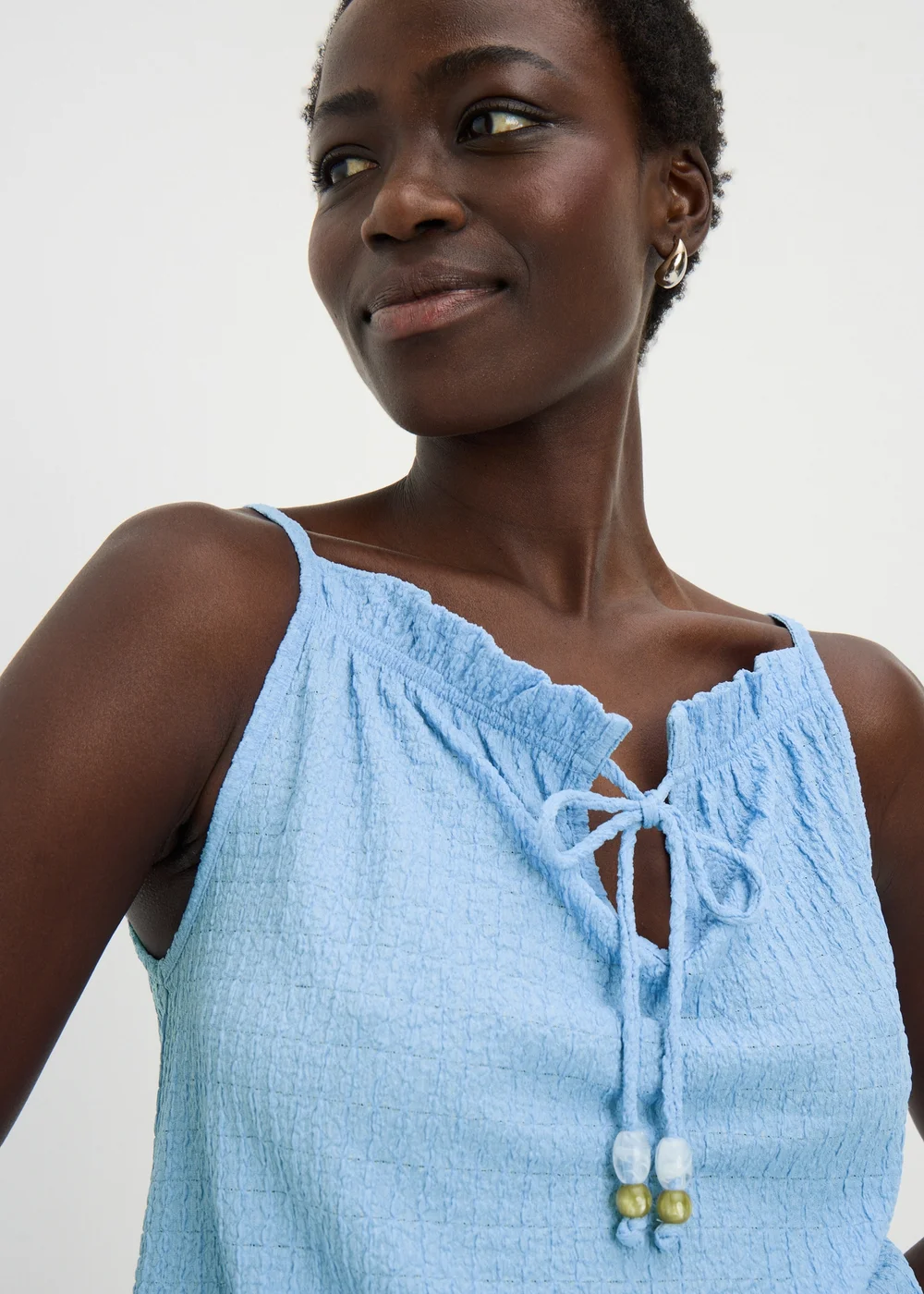 Blue Textured Tie Co Ord Cami Top - XL Image 2