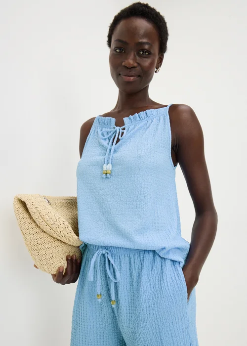 Blue Textured Tie Co Ord Cami Top - XL Image 1
