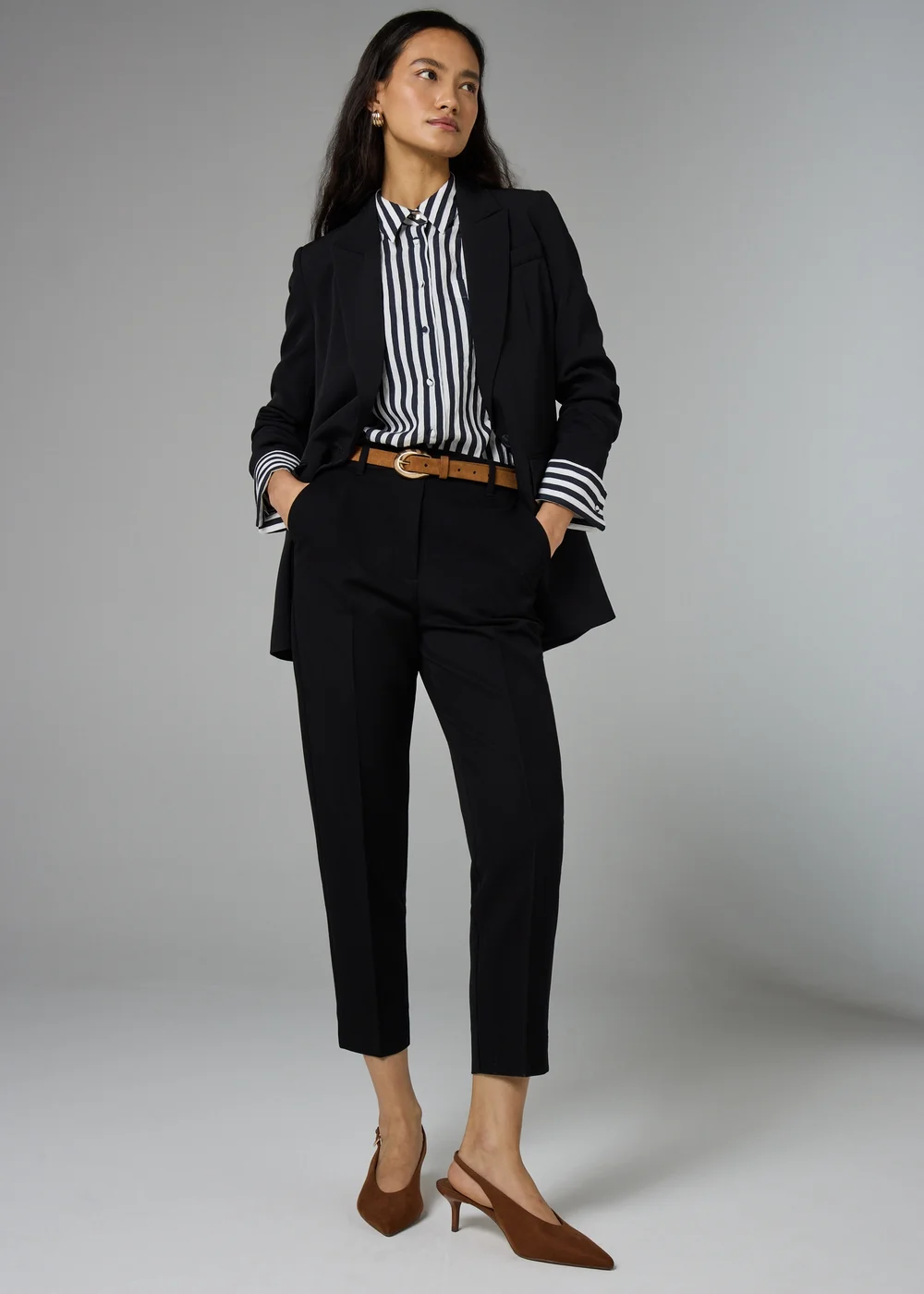 Et Vous Black Long Tapered Trousers - 18/L33 Image 1
