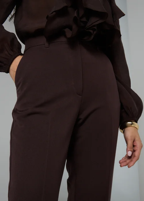 Et Vous Long Chocolate Brown Tapered Trousers - 8/L33 Image 2